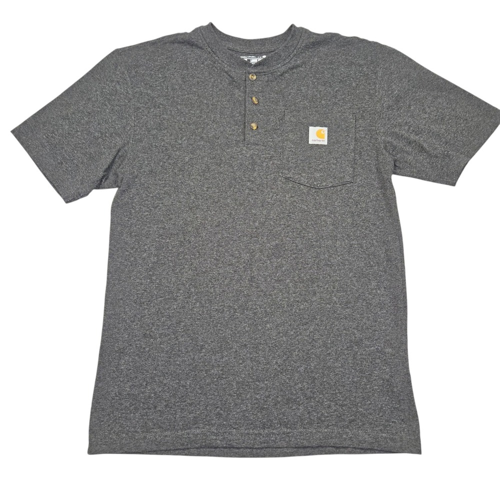Carhartt Loose Fit Henley Pocket T-Shirt Charcoal Grey Sz S